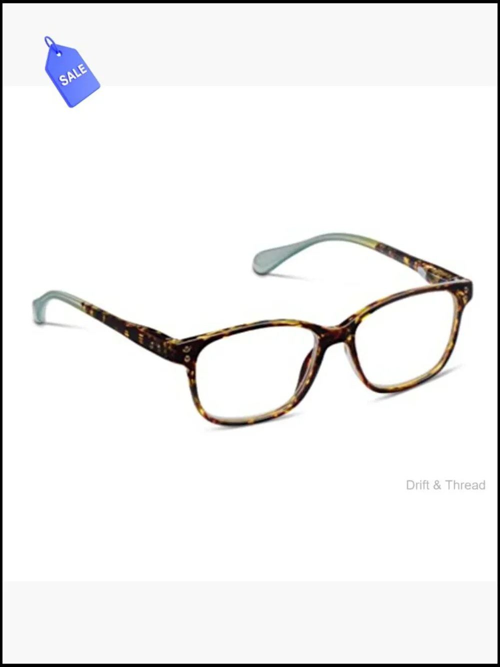 Reading Glasses Square Frame Spring Hinge Lightweight UV Protection